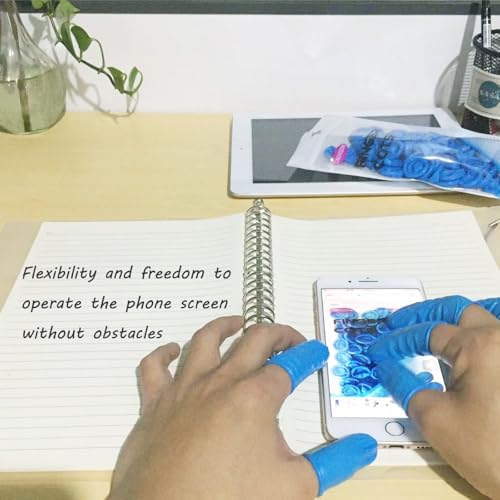 Puncture resistant blue nitrile protective sleeves for fingers