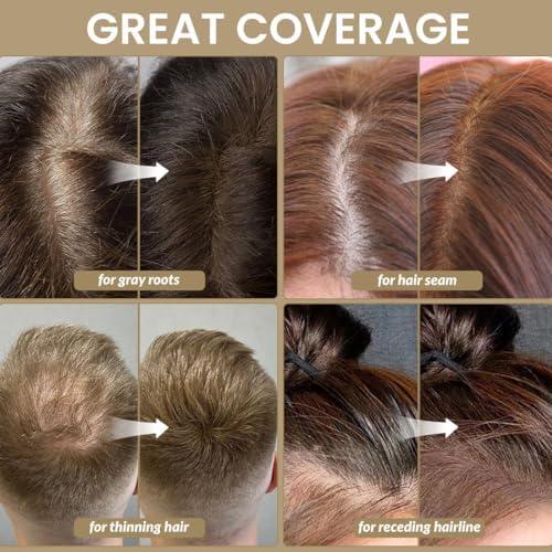 Dark brown hair root concealer powder open compact display