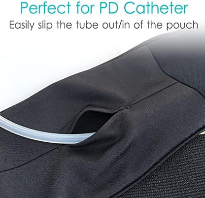 DiaBelt medical feeding tube pouch close-up highlighting the premium breathable fabric weave.