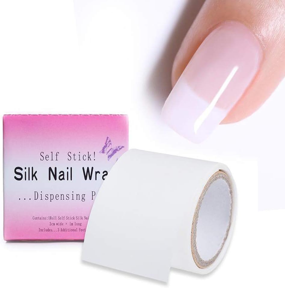 Esowemsn silk nail wrap front view of the professional white repair tape roll on a clean studio background