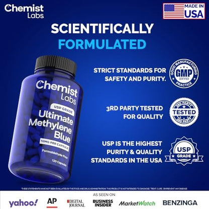 Chemist Labs Methylene Blue USP grade certification label