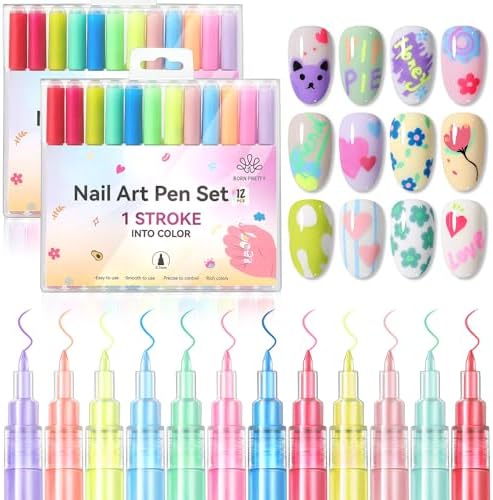 Born Pretty Nail Art Pens Set 12 Colors front view