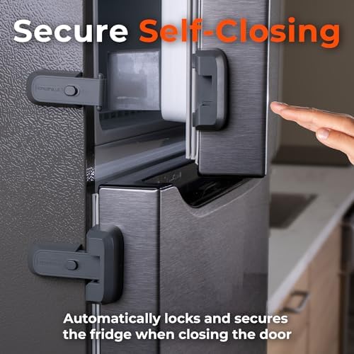 Child-proof freezer lock showing dual-button release