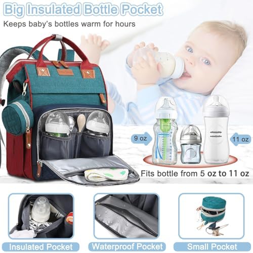 Shitieshou baby travel bag showing 19 pockets and interior storage