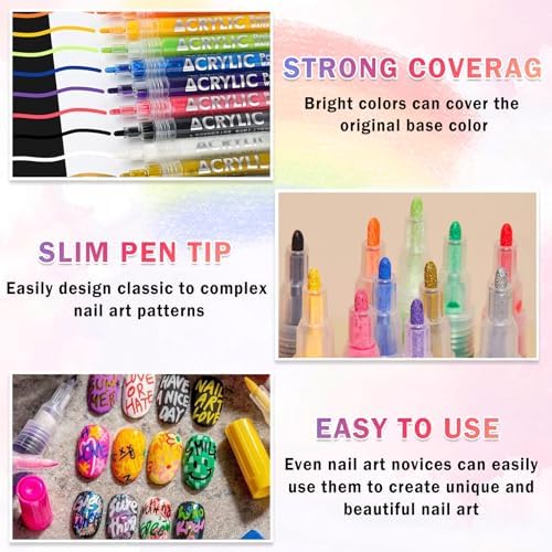 Kidology nail art pens showing 12 different ink colors