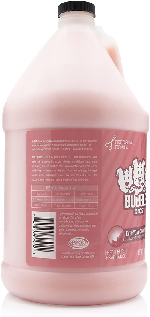 Bubble Bros. dog conditioner gallon jug pink concentrated anti static liquid
