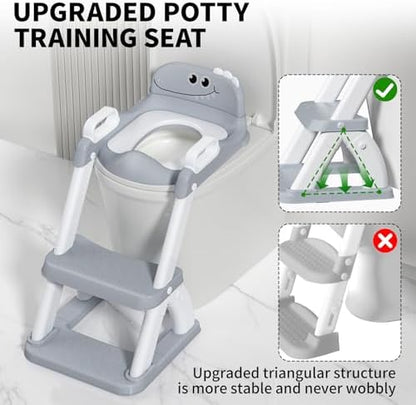 AJVV toddler toilet seat showing the stable triangular structure setup
