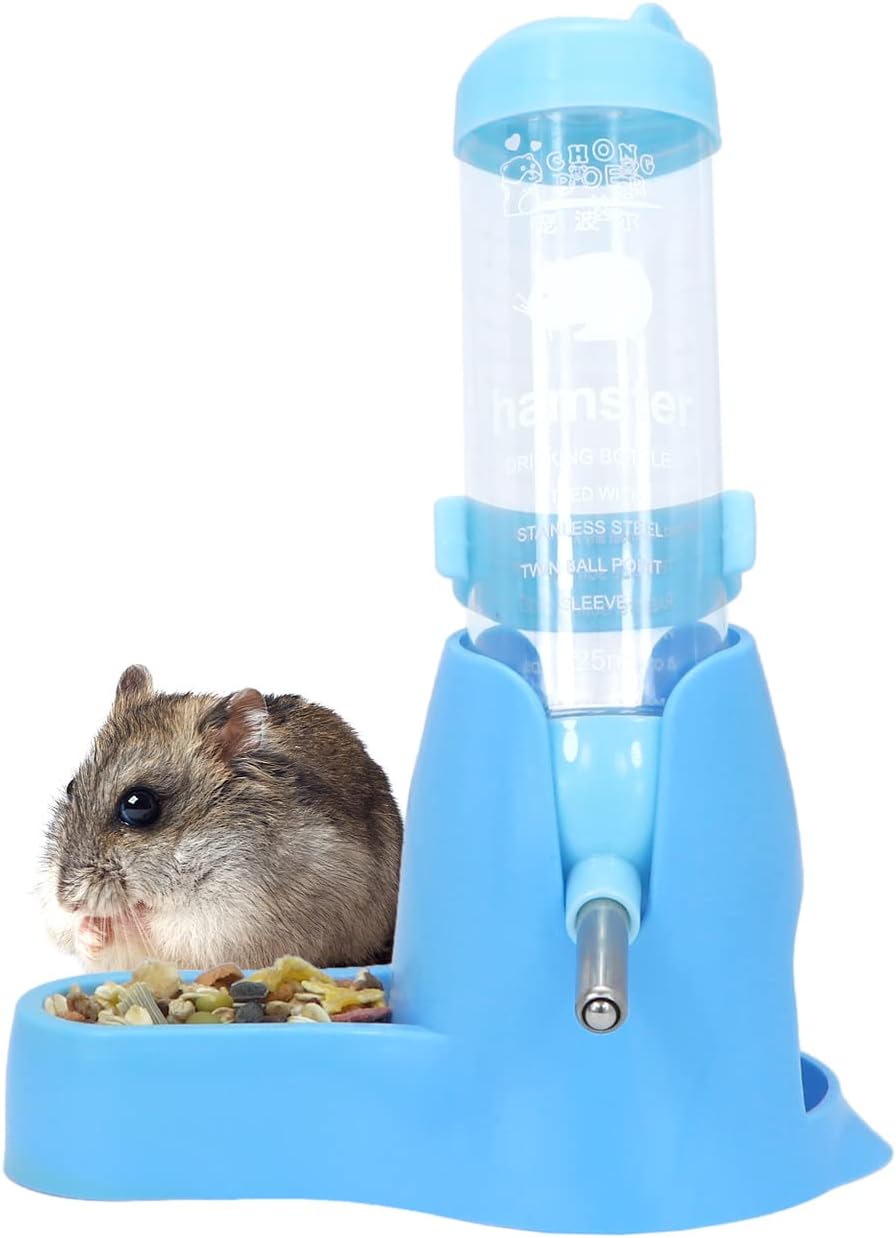 3 in 1 Hamster Hanging Water Bottle Pet Auto Dispenser with Base for Dwarf Hamster Mouse Rat Hedgehog (80ML, Blue) - Image 12