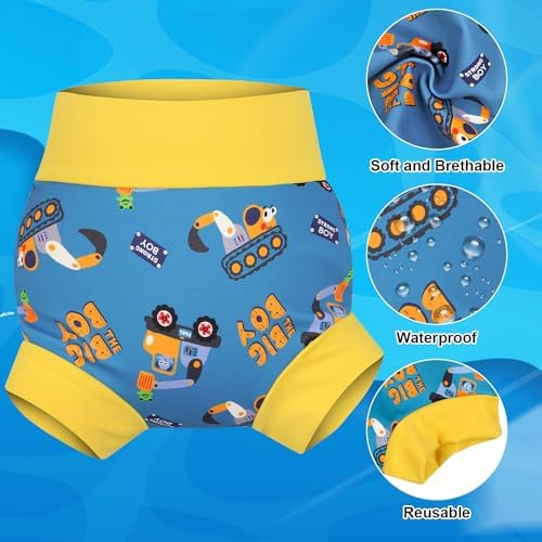 Adjustable leg and waist fit of reusable baby swim diapers