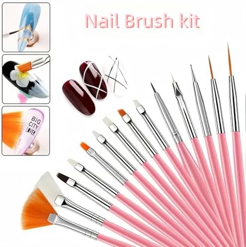 Close up of HomTop 15 piece nail art brush collection