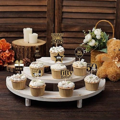 Thirty-six piece gold glitter birthday dessert decoration set