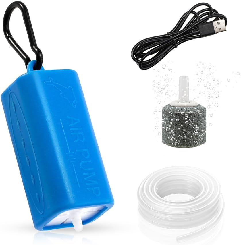 DaToo USB Mini Aquarium Air Pump Ultra Quiet Fish Tank Air Pump with Black Hanging Clasp Portable Aquarium Oxygen Aerator Pump Includes Fish Tank Airline Tubing and Air Stone(1W/2W/3W) - Image 8
