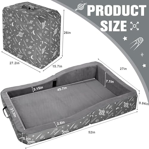 JOYWOO kids travel mattress folded position showing compact portable design