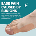 Hypoallergenic toe support tape applied on a foot for bunion relief