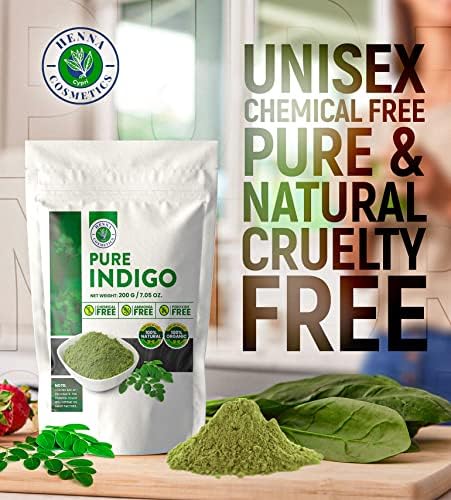 Henna Cosmetics plant based indigo powder mix showing back directions and product information