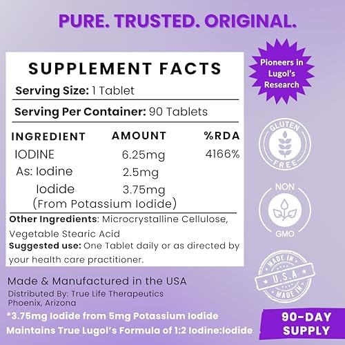 True Life Therapeutics iodine tablets 90 count dietary supplement jar