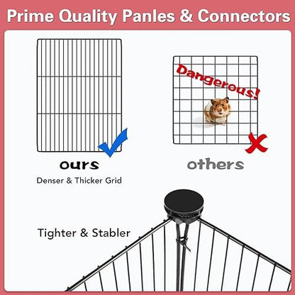 VISCOO 12 Panels Small Animal Playpen, 48" x 24" x 16" Pet Playpen with Waterproof Mat, C&C Cage for Guinea Pigs, Puppy Play Pen, Bunny Playpen, Indoor Outdoor Portable Metal Wire Yard Fence - Image 7