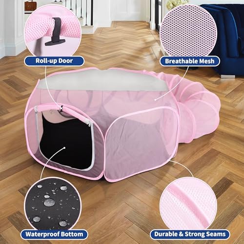 Foldable Cat Tunnel Playpen - Detachable Indoor/Outdoor Pet Enclosure with Storage Bag | Portable Cat Tent & Play Tunnel - Image 3