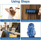 Step by step instructions for setting fluorescent blue hair chalk on kids hair