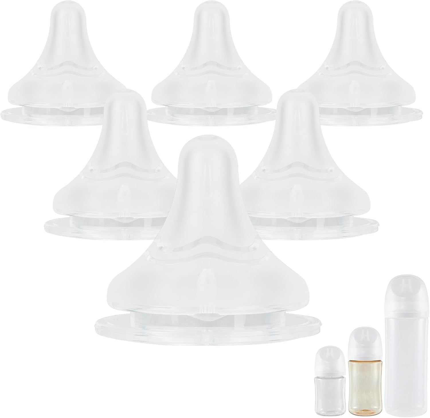 Lansinoh XUNICUTE silicone nipple for pigeon bottle front view pack of six