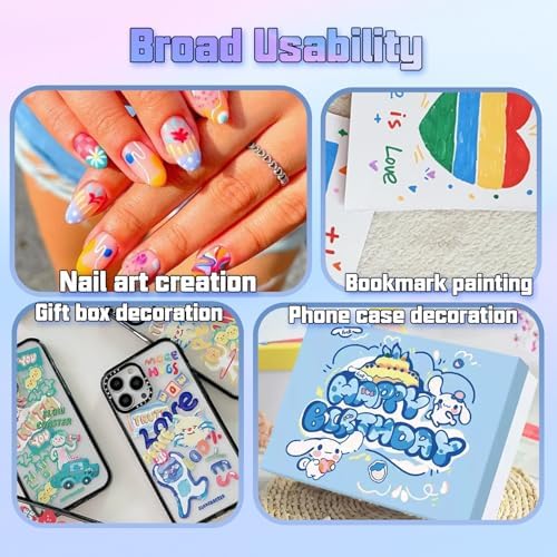 Close up of nail art design using paint pens