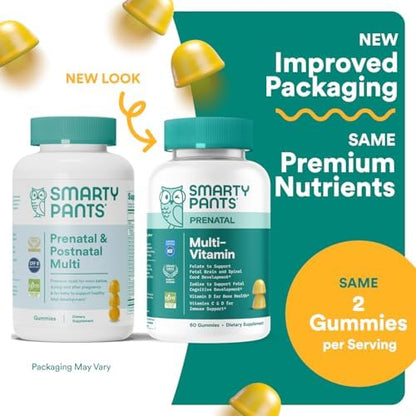 SmartyPants Prenatal gummy supplement nutritional facts label