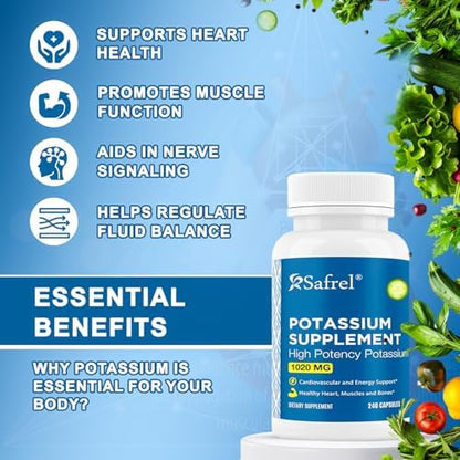 Authentic USA imported Safrel potassium mineral supplements for heart health