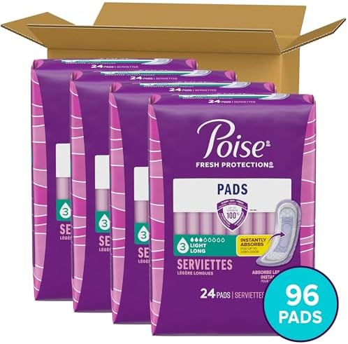 Poise Postpartum Incontinence Pads 3 drop absorbency pack side detail.