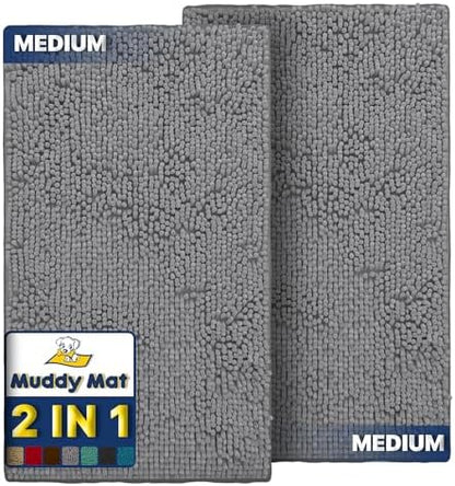 Muddy Mat microfiber chenille entrance rug trapping muddy dog paws