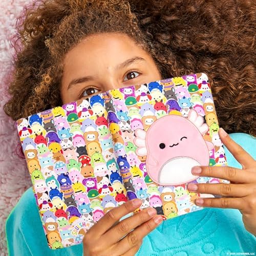 Side profile of Squishmallows Archie journal showing squishy cover depth