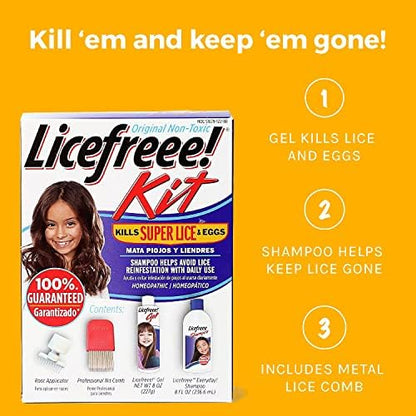Licefreee non-toxic lice killing gel with root applicator for precise scalp application.