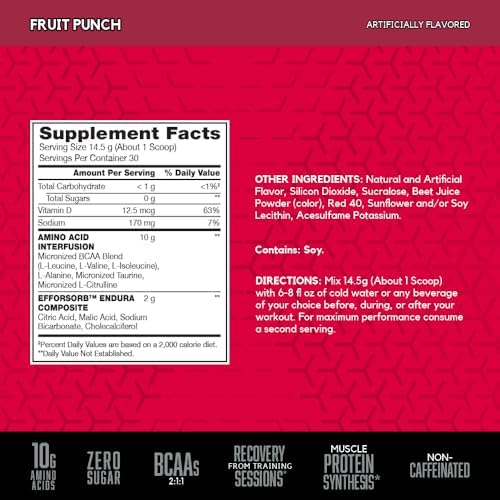 BSN Amino X fruit punch flavor container label details