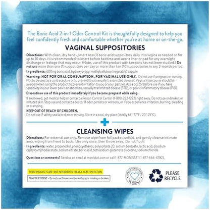 Monistat fragrance free boric acid suppositories for natural pH maintenance and health