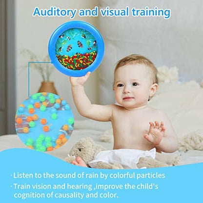 Musfunny educational musical toy being held to demonstrate the kid friendly size.
