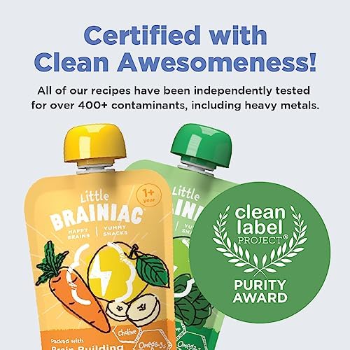 Little Brainiac brain boosting toddler pouches packaging details