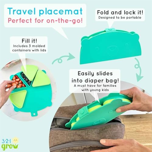 Foldable baby travel placemat by 321 Grow shown in its compact locked position for diaper bags