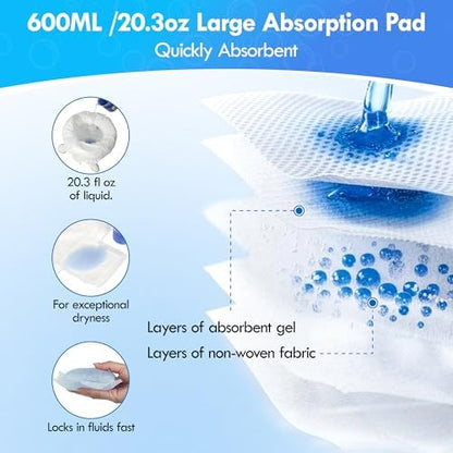 Close up of the 600 milliliter super absorbent pad inside the liner