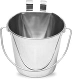Stainless Steel Flat Side Bucket with Dual Hooks 2 Quart (0.5Gallon)- Heavy Duty Hanging Dog Water & Food Bowl Kennel, Cage & Crate, Durable Pet Pail for Dogs, Cats, Birds & Small Animals - Image 10