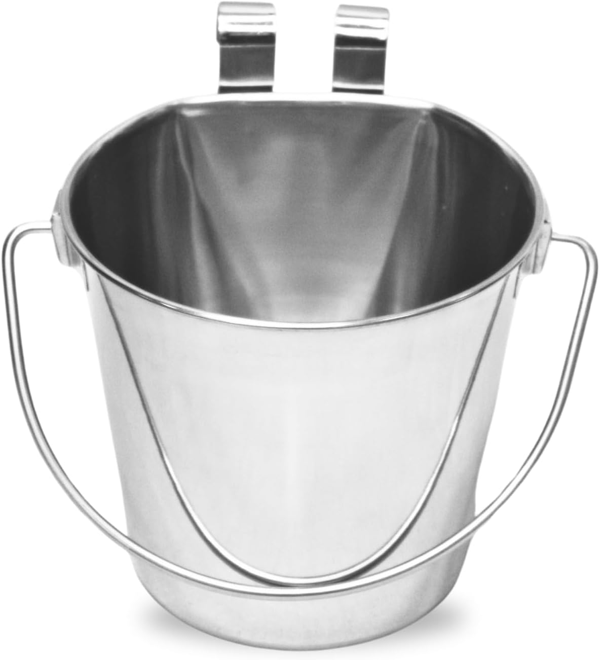 Stainless Steel Flat Side Bucket with Dual Hooks 2 Quart (0.5Gallon)- Heavy Duty Hanging Dog Water & Food Bowl Kennel, Cage & Crate, Durable Pet Pail for Dogs, Cats, Birds & Small Animals - Image 10