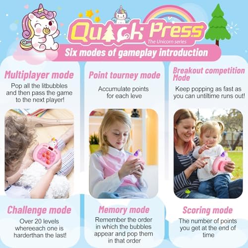 UMQYYMKO interactive handheld puzzle game packaging showing the six different operational modes
