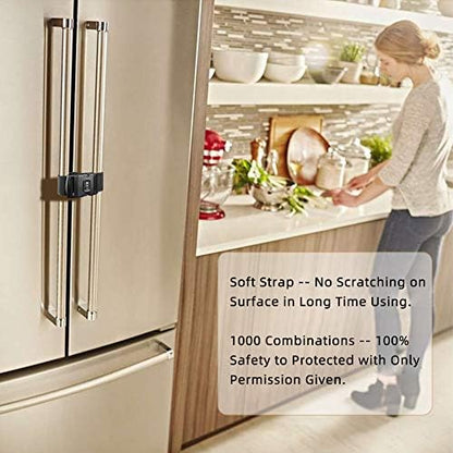 Three digit combination security lock on black cabinet latch