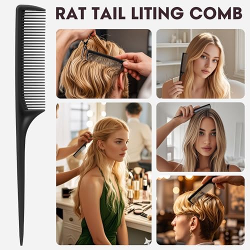 Top down view of 3 piece hair styling comb set