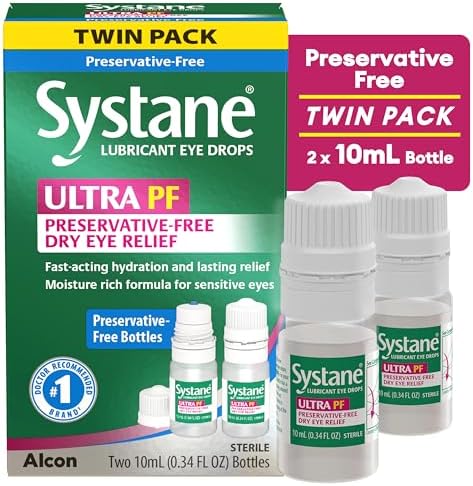 Systane Ultra Preservative-Free artificial tears for sensitive dry eye relief.