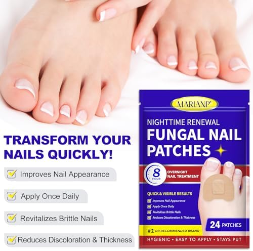 Overnight fungal nail repair patch being applied to a damaged toenail