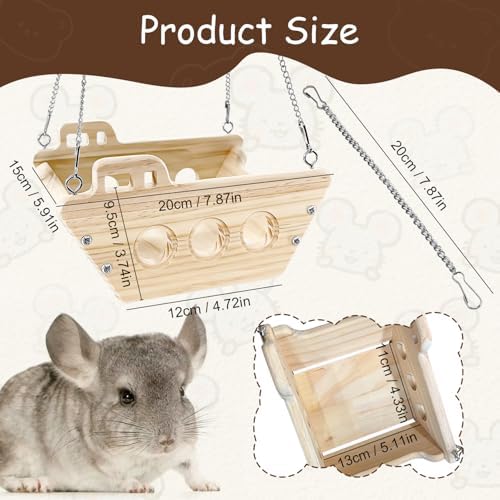 Natural solid wood platform ledge for small pet cages and climbing exercise.