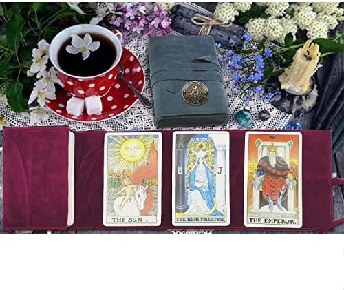 Tarot deck stored inside soft Knana velvet pouch