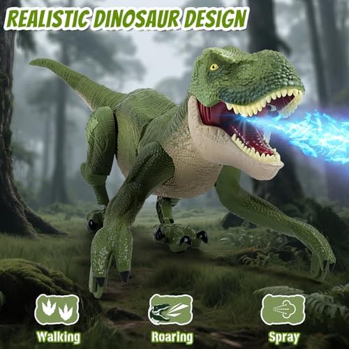 Bemiton RC Walking Dinosaur Toy demonstrating mist spray feature