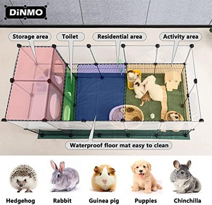 DINMO Small Animal Playpen with Oxford Mat, 24 inches Height, Pet Exercise Fence, Home Protector, Iron Mesh and Plastic Combination, Visualization, DIY, Games Hole Series, 60.2 x 24.8 x 24.8inch - Image 4