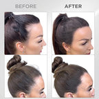 Model demonstrating Thick Fiber hair thinning coverage application