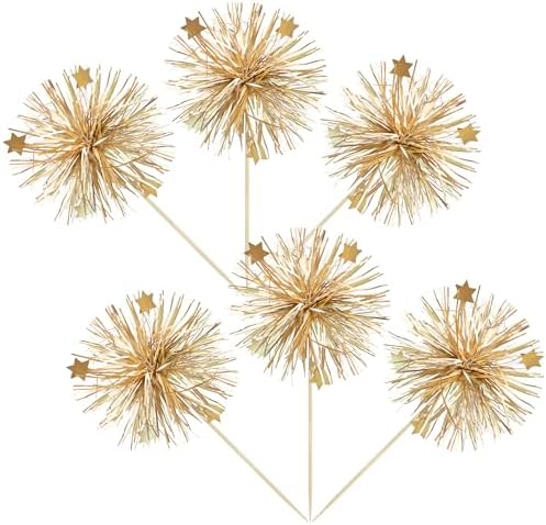 Close up of sparkling foil paper details on dessert toothpicks
